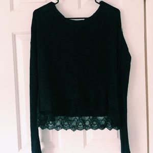 Navy sweater with lace